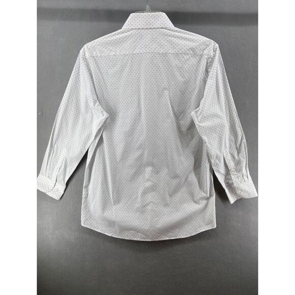 Zanetti Shirt Men 14.5 32/33 Button Down White Triangle Printed Long Sleeve‎ - Picture 12 of 14